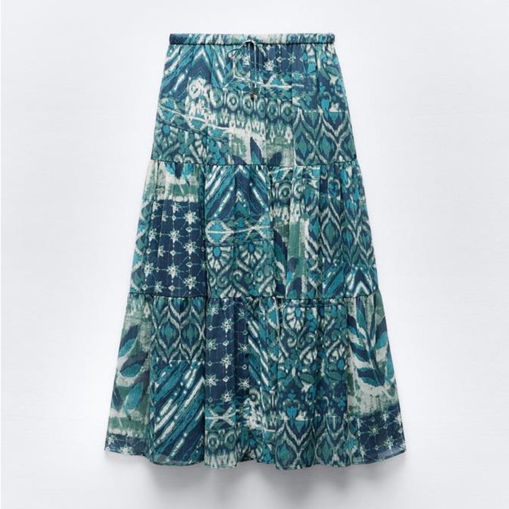 ZARA Blue Patterned Women's Skirt